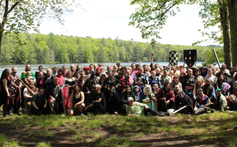 Large group photo of LARP players in full costume taken to celebrate the 35th Anniversary of LAIRE.